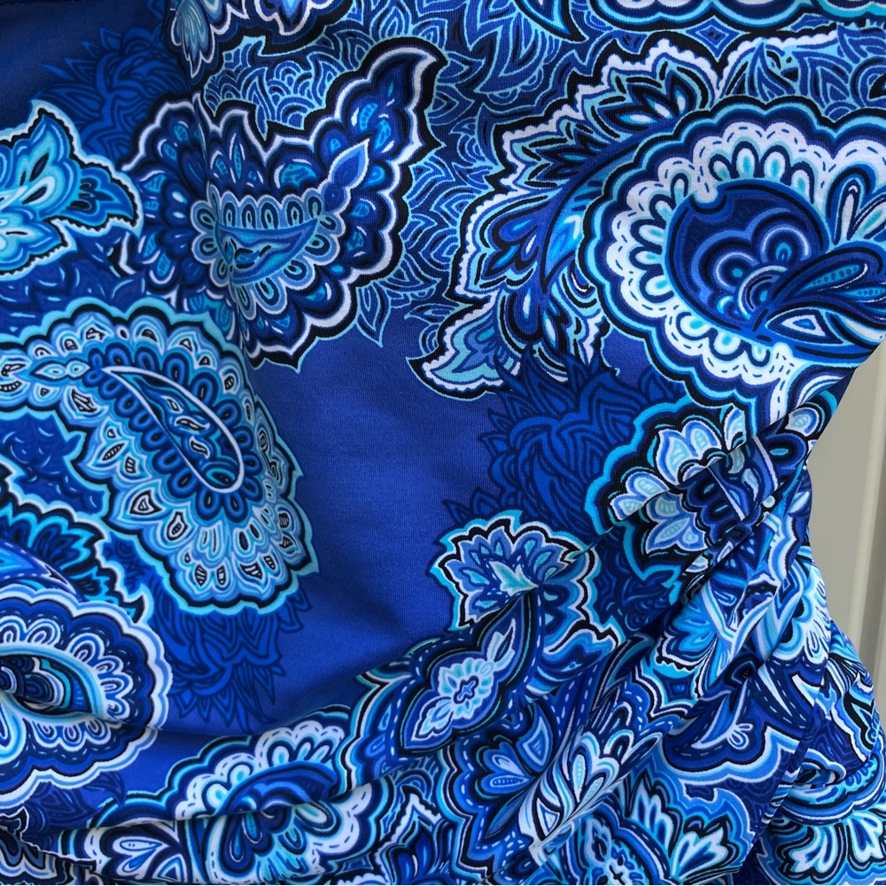 Lauren Ralph Lauren blue Paisley one piece skirted swimsuit size 16W Eurosummer - Picture 2 of 15